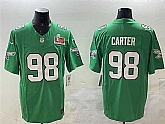Men's Philadelphia Eagles #98 Jalen Carter Green 2025 Super Bowl LIX Patch F.U.S.E. Throwback Vapor Untouchable Limited Stitched Jersey,baseball caps,new era cap wholesale,wholesale hats